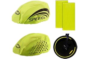 QEEQPF 2 Reflective Rain Covers for Bicycle Helmet + 16 Eye-catching Reflective Stickers Helmet Covers Rain Covers for Bicycle Helmet Suitable for Trips Travel and Driving