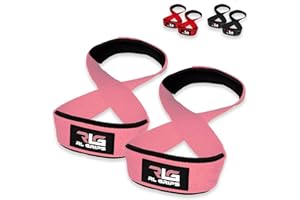RLG RL GRIPS RL Grips - Straps 8 Gym para Levantamiento de Pesas y Powerlifting Profesional Acolchado - Correas de Agarre en Forma de 8 de Gimnasio y Fitness para Peso muerto y Culturismo