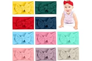 Aolso Baby Stirnband,10 Stück Baby Mädchen Nylon Stirnbänder mit Bögen, Kleinkinder Haarbänder Turban Stirnbänder, Baby Haarband für Kinder Haarschmuck, Haarschmuck für Kinder mit Schleife