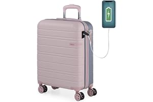 JASLEN - Valise Cabine Avion - Bagages Cabine - Petite Valise Rigide 4 roulettes - Valise Ultra Légère avec Cadenas à Combinaison - Bagage Cabine Résistant 171250, Rose-Argent