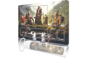 Nkddert MTG Playmat, Playmats for MTG TCG 24" x 14" Stitched Edges Play Mat with Free Storage Bag for Cards Game Play Waterproof Battle Board Game Giants MTG Playmat with Zones