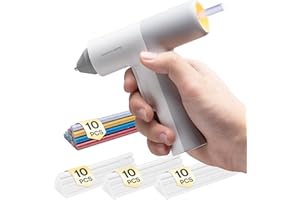 HOTO Easyflow Hot Glue Gun, Cordless Glue Gun with 40 Sticks, 30s Fast Preheating, 3000mAh, One-Hand Auto Dispensing, Anti-Scald & Anti-Drip, Wireless/Wired, Ideal for DIY/Kids Crafts & Home Repairs