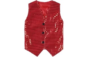 Mufeng Costume Gilet Pagliaccio Bambini Ragazzi con Paillettes Carnevale Smanicato Brillantini Spettacoli Saggi Regalo per Natale e Compleanno Halloween
