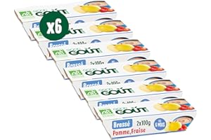GOOD GOÛT - Brassé Au Lait Entier - Dessert Bébé - Dès 6 Mois - Pomme Fraise - Sans Sucres Ajoutés* - Fabriqué En France - Bols Nomades - 2x100g(Lot de 6)