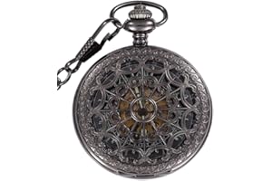 Infinite U Mécanique à Remontage Automatique Lumineux Montre de Poche Mécanique Toile d'Araignée Squelette Creux en Acier Pendentif Collier Bronzé