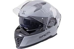 SHOX HELMETS Shox Eclipse Atlas Motorcycle Helmet ECE 22.06 Approved Full Face Street Sport Touring Motorbike Bike Riding Scooter Moped Protective Crash Lid