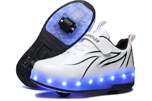 HOSIMY Kids Trainers Roller Skates Shoes with Wheels for Girls Boys LED Strips Light Up Rollerskates Inline Skates Cross Trainer Fashion Wheel Skateboard Hover Shoes