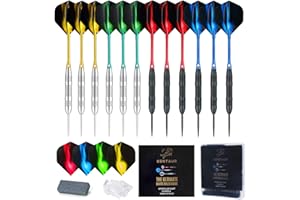 centaur 12 Pack Steel Tip Darts, Professional 22/24 Grams Metal Dart Set with 4 Color Premium Aluminum Shafts and 4 Style PET Flights and Dart Case, Beginner or Professional Darts
