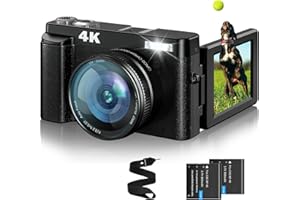 FULEALFLY 4K Fotocamera Digitale 48MP Macchina Fotografica Digitale con 3" 180° Flip Schermo Selfie Camera Auto-Focus Flash Portatile Vlogging Camera Fotocamera Digitale Compatte per Principiante Tiktok