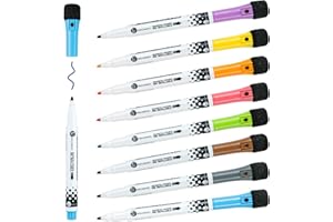 Welsberg Lot de 8 marqueurs pour tableau blanc, stylos avec aimants éponge et pointe conique 1-2 mm, marqueurs effaçables à sec 2 en 1 pour tableau magnétique