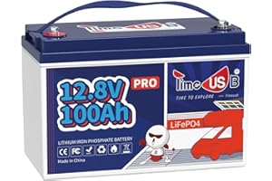 Timeusb Batería Litio 12V 100Ah LiFePO4,BMS de 100A Integrado y 15000 Ciclos Profundos,Batería de Litio 12V,1280Wh Bateria Recargable para Autocaravana,Sistema Solar,Barco,Camping