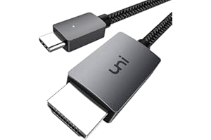 uni 4K Cable USB C a HDMI 1,8 M, [Nylon trenzado, Aluminio] USB Tipo C a HDMI [Compatible con Thunderbolt 4/3] para Serie iPhone 15, MacBook Pro/Air, iPad Pro, iMac, Galaxy, Surface, XPS 15, etc.
