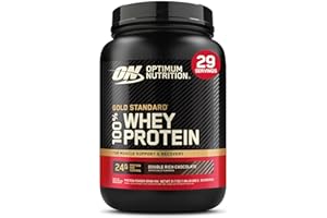 Optimum Nutrition Gold Standard 100% Whey, Koncentrat Białka Serwatkowego, Izolat i Hydrolizat Serwatki, BCAA, Glutamina, Wzrost i Naprawa Mięśni, Smak Podwójna Czekolada, 29 porcji, 899g