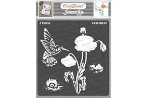 CrafTreat Layered Flower Stencils for Crafts Reusable Vintage - Poppy Layered Stencil - Size: 6X6 Inches - Sweet Poppy Stencils for Painting on Wood, Fabric, Paper, Canvas, Concrete and Wall