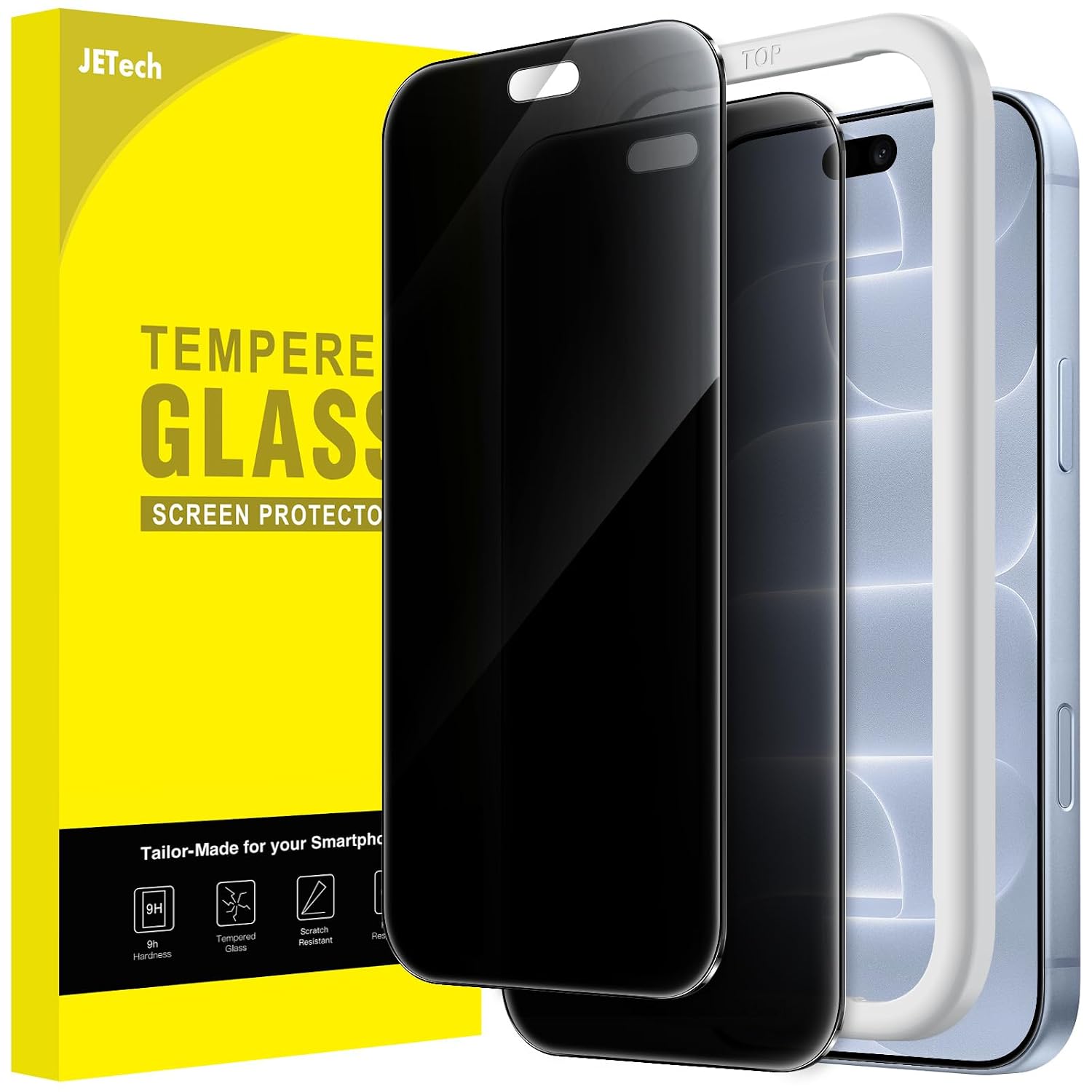 JETech Privacy Pellicola Protettiva per iPhone 18 Pro, 2 Pezzi | Anti-Spia, 9H+ Vetro Temperato, Installazione Facile, Resistente ai Graffi, Anti-Impronte
