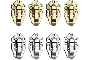 KEWEIDING 8 Pieces Toggle Catch Latch Clasp, Box Buckle Lock for Suitcase, Wooden Case, Toolbox, Gold and Silver, Iron, 68.5x39.5mm