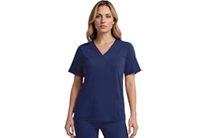 ANWRTUK Scrubs Top for Women, V-Neck Women's Care Tunic, Short Sleeve Work Clothing for Nurses, Dentists, Doctors, Veterinarians, Students