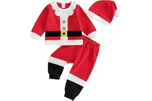 XIXIMAON Toddler Baby Boy Girl Santa Claus Clothes Winter Coat+Pants+Hat+Shoes Cover 4Pcs Christmas Clothes Set Xmas Outfits