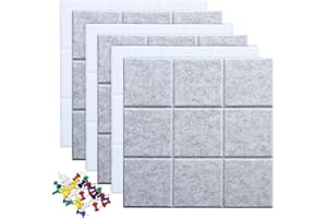 Uoisaiko Large 30x30cm Felt Board Tiles with 30 Pins, Pack of 6 Bulletin Board Notice Boards for Home Office Kitchen, Self Adhesive Pin Board Wall Tiles for Photos Memos