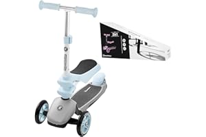 HyperMotion Draisienne - Monopattino da bambino 3 in 1 (carico massimo 50 kg) | triciclo bambino evolutivo da + 1 anno | Poggiapiedi, sedile carico max 20 kg, piattaforma antiscivolo manubrio