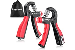 VINTEAM Grip Strengthener Kit, Hand Gripper with Mechanical Counter for Tracking, 5-60kg Adjustable Forearm Strengthener for Muscle Building and Hand Exercise-Black Red