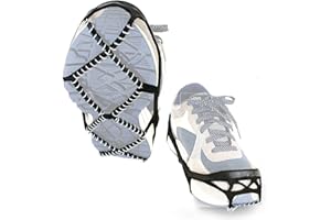 Zerone Anti Slip Snow Grips Ice Cleat Spike Walk Traction Anti Slip Stainless Steel Spikes for Boots Shoes, Suitable for Outdoor Walking Jogging Climbing and Hiking on Snow Ice Mud and Wet Grass