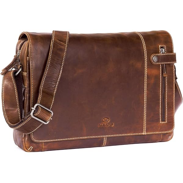 LEABAGS Women's Genuine Leather Shoulder Bag - Large Work & School Bag With Laptop Compartment - View #11