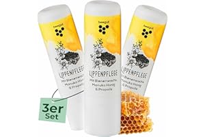 ‎BEEGUT beegut Manuka Lippenpflege - Lippenbalsam mit Manuka Honig, Propolis & Bienenwachs - spendet Feuchtigkeit & schützt intensiv (3er Pack) (3er Pack)