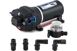 Mxmoonant 24V DC Bomba de Agua Automática, Bomba de Refuerzo, 40 Psi, 2.8 Bar, 130W, 17 L/min, Autocebante, Protección de Sobrecarga, para Caravana, Barco