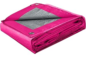 STARPYNG Tarp Cover Waterproof,100g/m²Extra Heavy Duty Poly Tarps Cover Suitable for Reinforced Edges of roofs, Camping, Patios, Swimming Pools, Boats (Pink silver, 2m x 3m)