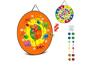 Kidow Toys 26" Dinosaur Dart Board Set - Double-sided Velcro Kids Dartboard With Sticky Balls & Darts For Kids 3-12 Years - Indoor & Outdoor Party Game For Boys & Girls