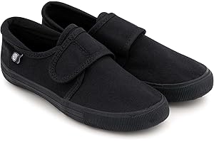 LISTERS SCHOOLWEAR Boys Girls School Pumps PE Gym Black/White Plimsolls Trainers Adult Lace Dance Ballet Plain Plimsoles - Non Marking Sole