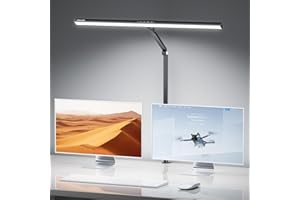 CHICLEW 60CM Lampada da Scrivania LED, 18W Lampada da Tavolo Controllo Touch con 5 Temperature di Colore e 5 Livelli di Luminosità, Luce Scrivania con Morsetto Regolabile per Ufficio Studio e Lavoro