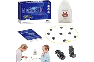 LYNBLY Magnetisches Schachspiel, Magneteffekt Schachspiel, Tragbares pädagogisches Schachbrett, Tragbares Magnet Schachbrett, Puzzle Checkers Spiel Kinder Erwachsene, für Familientreffen und Camping