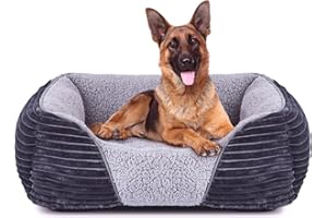 Heymamba Extra Large Dog Bed Grey 89x64x23cm, XL Dog Bed and Washable Pet Bed Filled with Thick Cotton to Prevent Bone Diseases, Dog Sofa Bed XXL with Waterproof Fluff for German Shepherds, Doberman