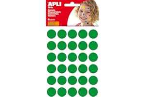 APLI Kids 13228 - Bolsa de gomets redondos 20 mm, color verde, 6 hojas