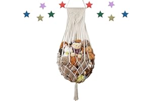 QIYILE Kuscheltier Aufbewahrung Netz Boho Makramee Plüschtier Netz Stofftier Spielzeug Hängematte Hängend Organizer für Schlafzimmer
