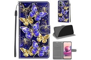 KENHONER Funda para Xiaomi Redmi Note 10S Carcasa, Case Xiaomi Redmi Note 10 4G Funda Libro con Tapa Piel Case Flip Cuero,Cierre Magnético Antichoque - Mariposa