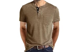 ANGBATER Mens Henley T Shirts Cotton Casual Fashion Plain Shirt Tops with Pocket Golf Shirts