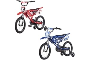 LSBIKE 16" 18'' Kids Bike Moto Bicycle Motocross Motorcycle Bike Simulated Motorbike Sound With Removable Stabilisers Wheels for Ages 3-9 Years Old Boys Girls