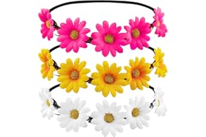 JANEROWEE 3 Stück Blumen Haarband Stirnband Blumenkranz,Blume Haar Kranz Braut Kopfschmuck Haarband für Mädchen Frau Braut Brautjungfer für Hochzeit Geburtstag Party.