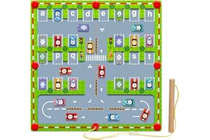 Fullware Montessori Toys for 3 4 5 6 Year Old, Wooden Alphabet Learning Magnetic Maze Game for Boys Girls, Funny Lowercase & Capital Letter Matching, Fine Motor Skills Development Educational Toys