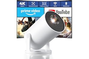 EINYOUMILY [App intégrée & Auto Keystone] Vidéoprojecteur 4K Supporte 20000 Lumens 2025 Mini Projecteur Portable avec Android TV WiFi 6 Bluetooth 5.4 Rotation 180° pour HDMI/USB/TV Stick/Smartphone/Laptop