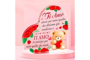 DPKOW Ti Amo Acrilica a Forma di Cuore regał na Coppia Amanti San Valentino Anniversario Matrimonio Rego per Oglie Marito Compleanno Natale Sorpresa Romantica, Segno Decorativo Regalo