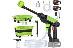 SWBSLL Nettoyeur Haute Pression sans Fil, 30 Bar Nettoyeur Haute Pression sur Batterie avec Réservoir Pliable de 22L, Tuyau de 2M, 2 x 3.0Ah Batterie, Buse 6 en 1, Idéal pour Voitures Jardin