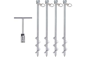 MIGHTYPHINE Ground Anchors Screw in - 12 Inch Set of 4 - Tent Stakes Heavy Duty - Trampoline Anchor Kit - Earth Anchor - Swing Set Anchors for Metal Swing Set - Trampoline Stakes Anchors High Wind