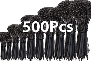 LANHUIYY Set di 500 fascette stringicavo nero, 200 mm, resistenti ai raggi UV, gestione dei cavi, per lavori di giardinaggio, 500 pezzi, ZD-004