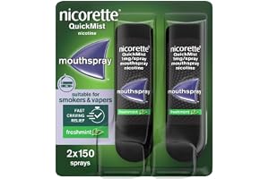 Nicorette QuickMist Mouthspray, Freshmint (2 x 150 Sprays) Smoking or Vaping Cessation Aid, designed to start reducing cravin
