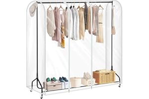ZWMYF Grande Housse de Protection pour Portant à Vêtements, Plastique Waterproof Transparent, Ouverture et Fermeture Faciles(150 x 50 x 110 cm)