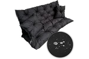 beeco STORE Hollywoodschaukel Auflage Wasserdicht Schwarz 180cm – Made EU Nicht China - Bankkissen, Schaukelkissen, Palettenkissen - Auflage für Hollywoodschaukel, Polster Hollywoodschaukel Auflagen